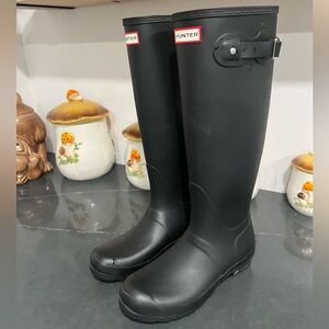 HUNTER Original Classic Tall Black Rain Boots Size 8